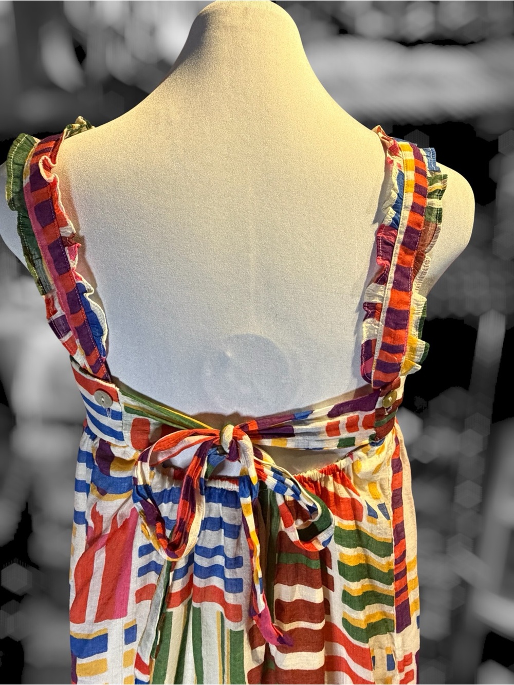 THML Brush Strokes Sundress | Multicolor Abstract Tiered Midi | Size M - Picture 3 of 8